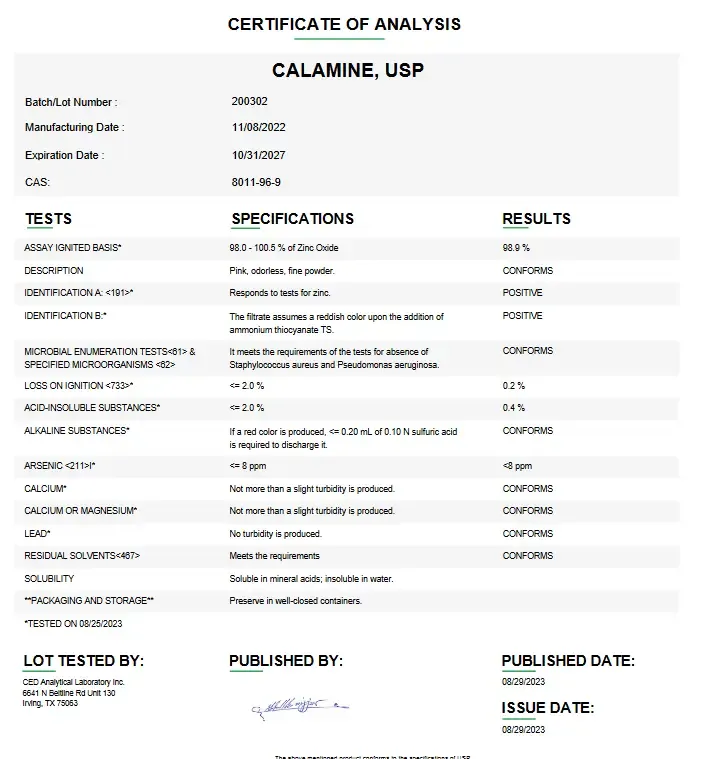 Calamine USP For Compounding (API)