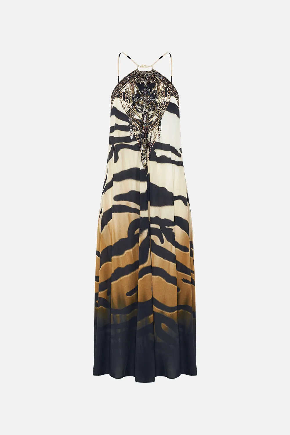 GATHER NECK HALTER MAXI DRESS TAME MY TIGER