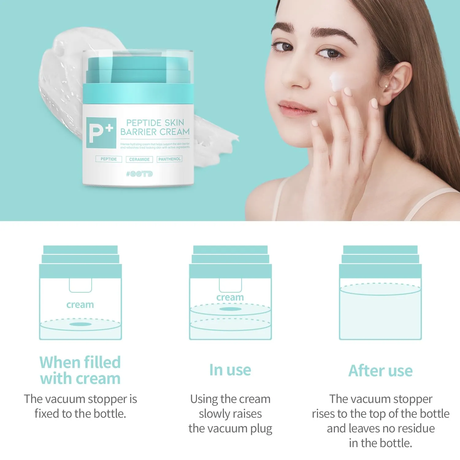 #OOTD Peptide Moisturizer Cream For Face - Dry Skin, Sensitive Skin, Skin Protection Barrier Cream For Aging Skin, Anti Aging, Hydrating, Peptide, Ceramide, Panthenol (1.69 FL.OZ)