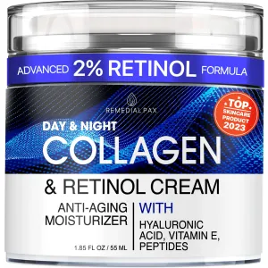 REMEDIAL PAX Collagen Cream for Face with Retinol and Hyaluronic Acid, Day and Night Anti Aging Skincare Facial Moisturizer, Hydrating Face Lotion, Moisturizing Cream to Reduce Wrinkles for Women Men