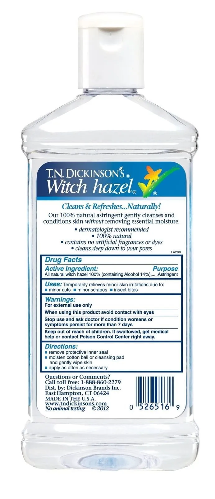 T.N. Dickinson Witch Hazel Dickinson Astringent Blue Label 16 Oz